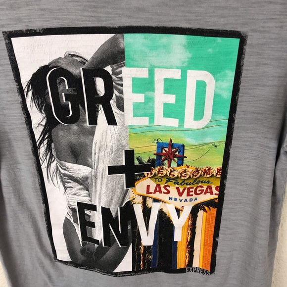 Men's Express Fitted Gray Graphic Print T Shirt - Picture 7 of 16